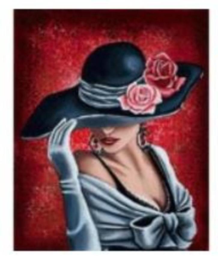 Diamond Painting - Musterieuze Vrouw - 40 x 30 Cm, Hobby en Vrije tijd, Knutselen, Nieuw, Knutselwerk, Ophalen of Verzenden