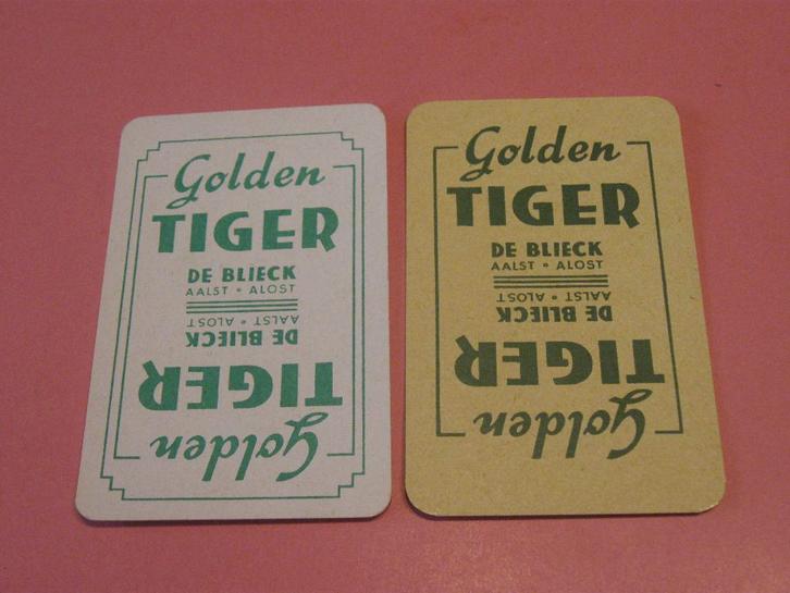 2 oude losse speelkaarten De Blieck - Golden Tiger (162), Verzamelen, Speelkaarten, Jokers en Kwartetten, Zo goed als nieuw, Speelkaart(en)