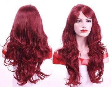Perruque longue femme cheveux bordeaux, Enlèvement ou Envoi, Neuf, Perruque ou Extension de cheveux
