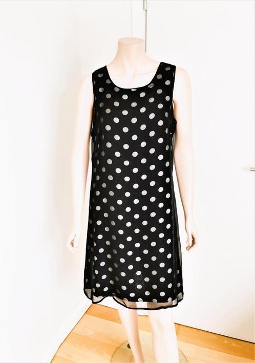 GIORGIO - zwart kleed met witte dots en tule - 40, Kleding | Dames, Jurken, Zo goed als nieuw, Maat 38/40 (M), Zwart, Knielengte