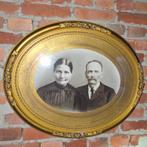 Cadre photo/photo ovale en métal doré, Enlèvement, Utilisé