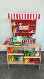 Keukentje met inhoud en kassa met scanner, Kinderen en Baby's, Ophalen, Gebruikt, Hout, Speelkeuken