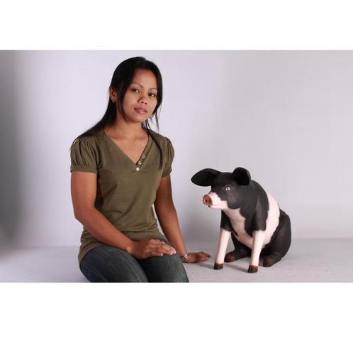 Pig Sitting Pink & Black – Varken beeld Lengte 59 cm, Verzamelen, Dierenverzamelingen, Nieuw, Ophalen