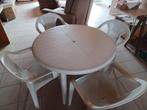 Witte ronde tuintafel met 4 stoelen, Ophalen, Gebruikt