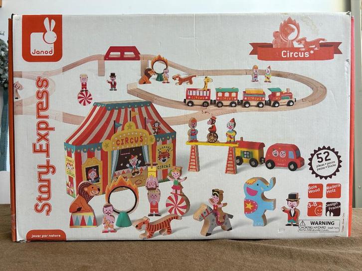 Houten circus trein - JANOD Story Express, Enfants & Bébés, Jouets | Jouets en bois, Utilisé, Autres types, Enlèvement