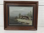 A5768 Klassiek Schilderij Van Een Nederlands Winterlandschap, Antiek en Kunst, Ophalen of Verzenden
