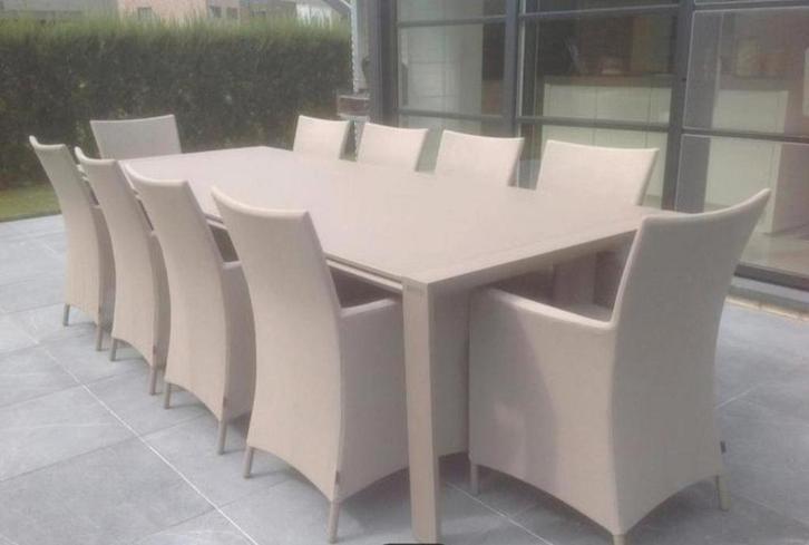 Tuinset MEUBILI Knokke 8 stoelen + tafel alu JATI & KEBON, Tuin en Terras, Tuinsets en Loungesets, Zo goed als nieuw, Tuinset