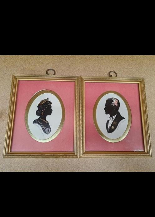 Silhouettes Elizabeth II et Philip « Enid Elliott Linder », Antiek en Kunst, Curiosa en Brocante, Ophalen