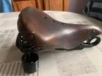 Brown fietszadel in dik leder oud  model. . Regelbaar ., Fietsen en Brommers, Fietsonderdelen, Ophalen, Gebruikt
