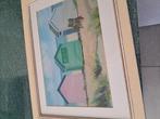Kader met glas en strandzicht, Ophalen of Verzenden