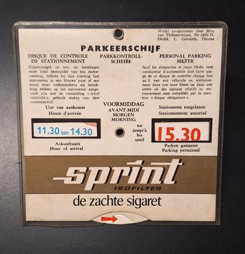 Disque de stationnement cigarettes Sprint Eddy Merckx, Collections, Marques & Objets publicitaires, Utilisé, Panneau publicitaire