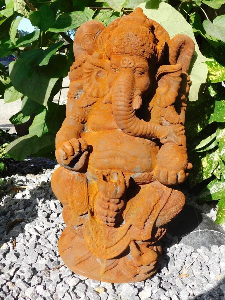 Beeld Ganesha 1 oxid, een hindoestaanse god, vol oxid stenen, Tuin en Terras, Tuinbeelden, Overige typen, Steen, Ophalen of Verzenden