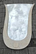 Spiegel met beige rand in steen-look, Ophalen, Overige vormen, 50 tot 100 cm, 100 tot 150 cm