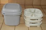 TUPPERWARE Seau à glace gris + 3 moules à glaçons Très Bons!, Enlèvement ou Envoi, Comme neuf, Blanc