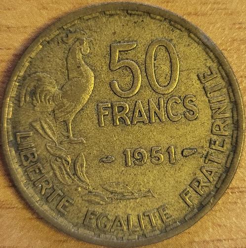 FRANKRIJK 50 frank Guiraud 1951 F.425/5 KM#918.1 EF, Postzegels en Munten, Munten | Europa | Niet-Euromunten, Losse munt, Frankrijk