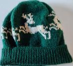 groene gebreide muts met herten, Ophalen of Verzenden, Gebruikt, Jongen of Meisje, Muts