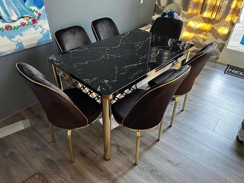 Nieuwe Eettafel met 6 Stoelen - Gratis Bezorging, Huis en Inrichting, Tafels | Eettafels, Nieuw, Verzenden