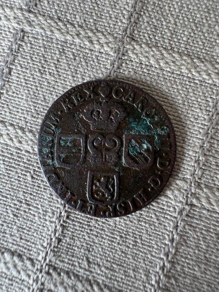 1 Liard 1691? Spaanse Nederlanden (Belgie) Carol 2 (270), Postzegels en Munten, Munten | België, Losse munt, Overig, Ophalen of Verzenden