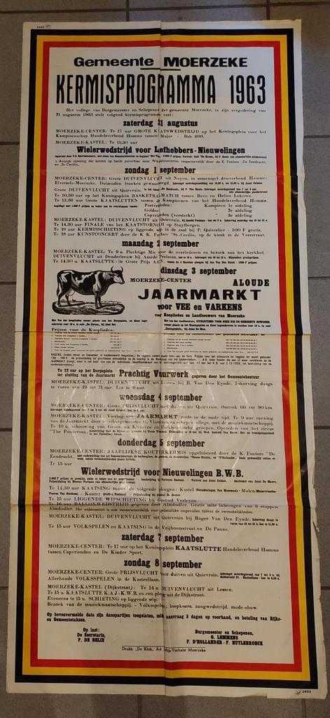 1963 : Moerzeke kermis enorme affiche, Verzamelen, Posters, Zo goed als nieuw, Ophalen of Verzenden