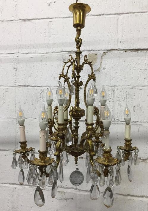 Franse kroonluchter brons, 6-armig, Antiek en Kunst, Antiek | Verlichting, Ophalen of Verzenden