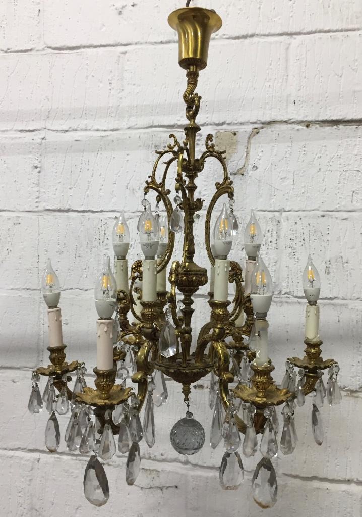 Franse kroonluchter brons, 6-armig, Antiek en Kunst, Antiek | Verlichting, Ophalen