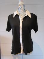 Dames jasje / shirt met knoopjes - Virago - M - Zwart/wit, Virago, Manches courtes, Taille 38/40 (M), Enlèvement ou Envoi