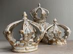 3 fonte kroontjes verweerde patina decoratie landelijk, Ophalen of Verzenden