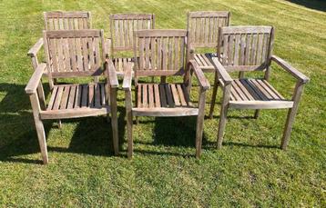 Lot van 6 x Tuinstoelen in Teak beschikbaar voor biedingen