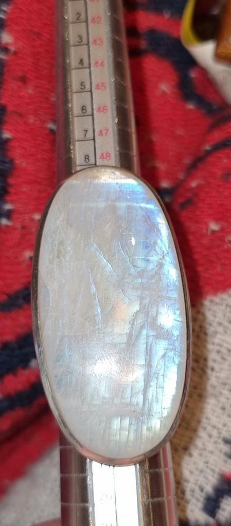 Zilveren grote maansteenring maat 54, Handtassen en Accessoires, Ringen, Ophalen of Verzenden