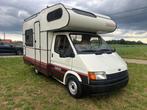 Leuke oldtimer mobilhome Ford Transit 2.5D 1990 voor 4, Caravans en Kamperen, Mobilhomes, Chemisch toilet, Standaard zit, Alkoof
