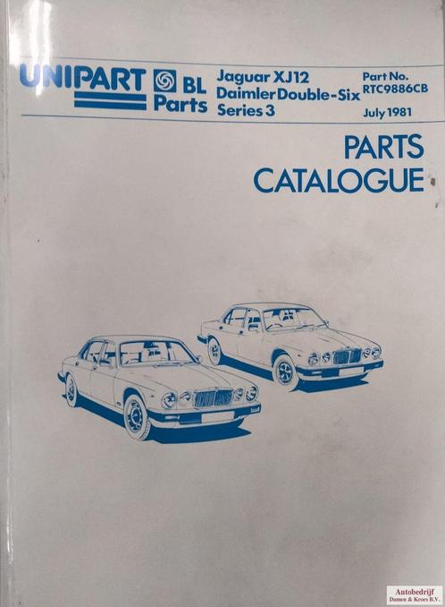 Parts Catalogue Jaguar XJ12, Daimler Double-Six series 3 RTC, Auto diversen, Handleidingen en Instructieboekjes, Ophalen of Verzenden