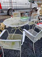 ensemble de table ancienne en fer+4 chaises 1m/70 €195, Enlèvement, Utilisé