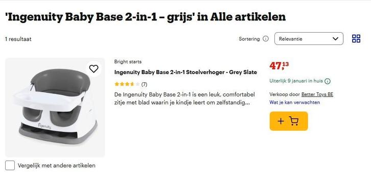Ingenuity Baby Base 2-in-1 – grijs, Kinderen en Baby's, Kinderstoelen, Gebruikt, Afneembaar eetblad, Stoelverkleiner, Ophalen