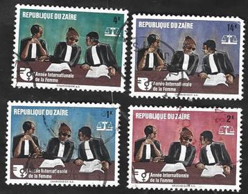 4 Postzegels Zaïre 1975 Internationaal jaar van de vrouw beschikbaar voor biedingen