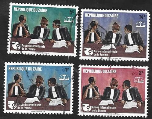 4 Postzegels Zaïre 1975 Internationaal jaar van de vrouw, Postzegels en Munten, Postzegels | Afrika, Gestempeld, Overige landen