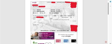 2 tickets Renfe Granada-Barcelona