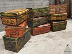 Geweldige oude handbeschilderde ijzeren opbergkisten koffers, Ophalen, Minder dan 50 cm, 50 tot 100 cm, Zo goed als nieuw