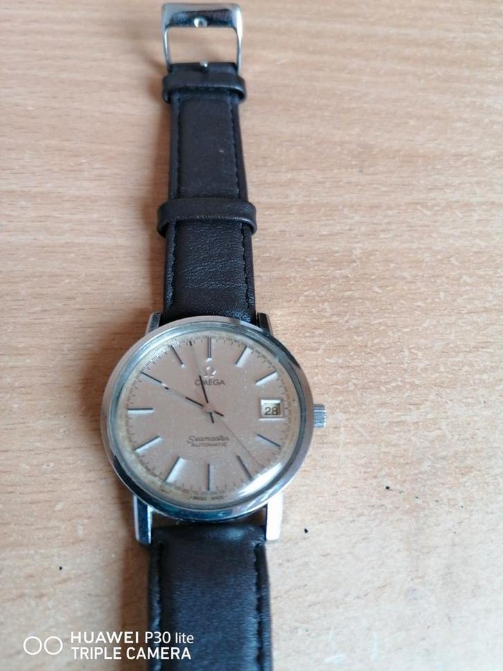 Omega Seamaster horloge, Handtassen en Accessoires, Horloges | Heren, Zo goed als nieuw, Omega, Staal, Leer, Ophalen of Verzenden