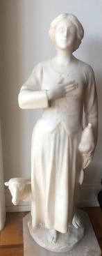 Heilige Agnesbeeld in albast, ca. 1900, Antiquités & Art, Antiquités | Objets religieux, Enlèvement