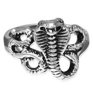 Bague biker serpent Cobra en acier inoxydable - 20 mm, Enlèvement ou Envoi, Neuf, Fer ou Acier, Femme ou Homme