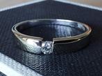 14 karaat witgouden solitair ring met briljant, Ophalen of Verzenden, Zo goed als nieuw, 17 tot 18, Met edelsteen