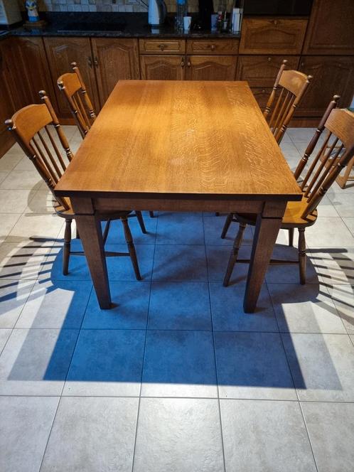 eiken keukentafel en 4 stoelen, Huis en Inrichting, Tafels | Eettafels, Gebruikt, Ophalen
