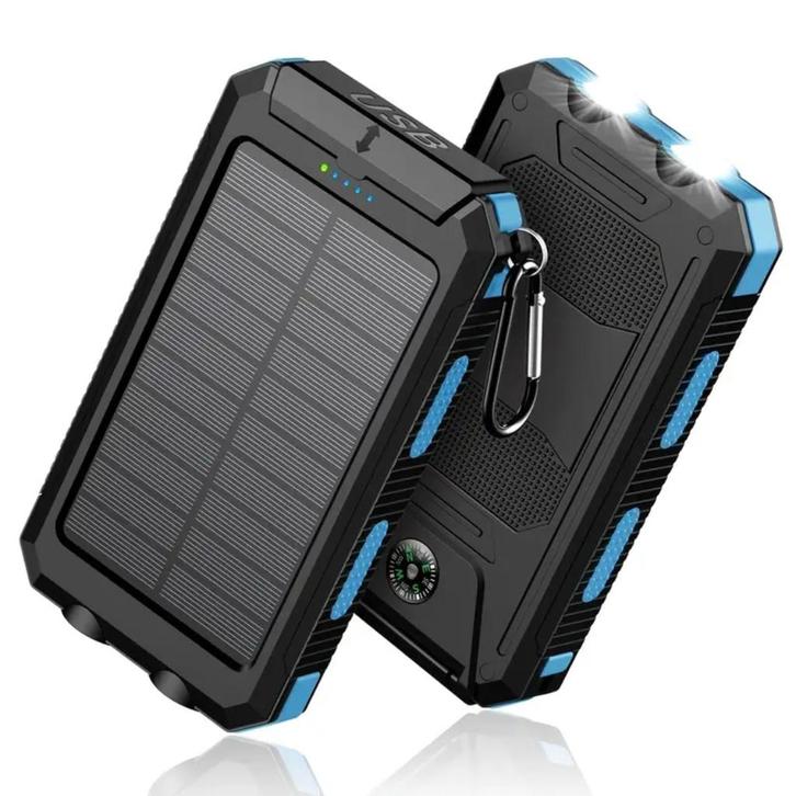 Powerbank 8000mAh met zonne-oplader, Telecommunicatie, Powerbanks, Nieuw, Ophalen of Verzenden
