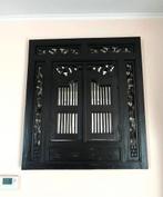 Miroir balinais sculpté main avec porte volets, Ophalen, Zo goed als nieuw