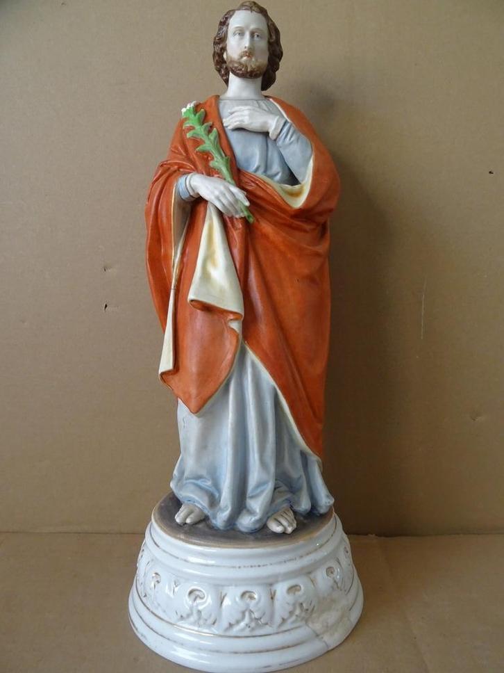 Antiek porseleinen Jozefbeeld beeld Heilige Jozef 41cm 1850, Antiek en Kunst, Antiek | Religieuze voorwerpen, Ophalen of Verzenden