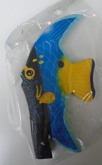 HOUTEN VIS 20 CM Nr 8 BLAUW EN DKR.BLAUW GEEL NIEUW beschikbaar voor biedingen