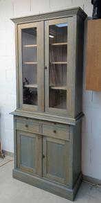 Massief eiken vitrinekast, Ophalen, Gebruikt, 200 cm of meer, Eikenhout