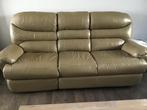 Lederen salon met 2 relaxen.in taupe kleur, Ophalen, Gebruikt, Leer, Klassiek