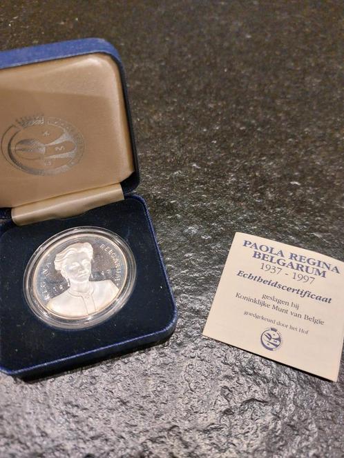 Zilveren herdenkingsmunt Koningin Paola België 1997, Postzegels en Munten, Munten | België, Losse munt, Zilver, Zilver, Ophalen of Verzenden