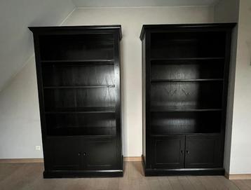 2 x boekenkast, kast zwart hout landelijke stijl - Flamant beschikbaar voor biedingen